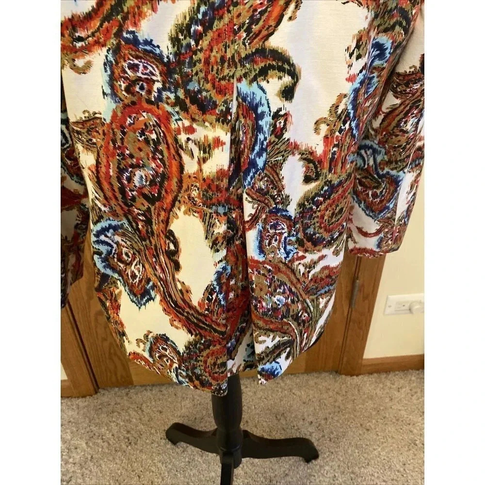 Women's Chico's Sz 1 Blazer Modern Ikat Geometric Print 3/4 Sleeve Paisley - Picture 7 of 9